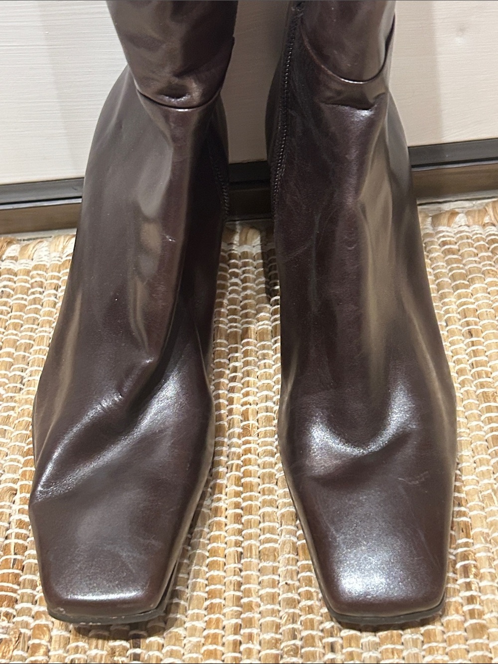NWOT ANTONIO MELANI s8 dk brown leather boots-comfy square toe-sturdy 2.75” heel - Picture 7 of 7